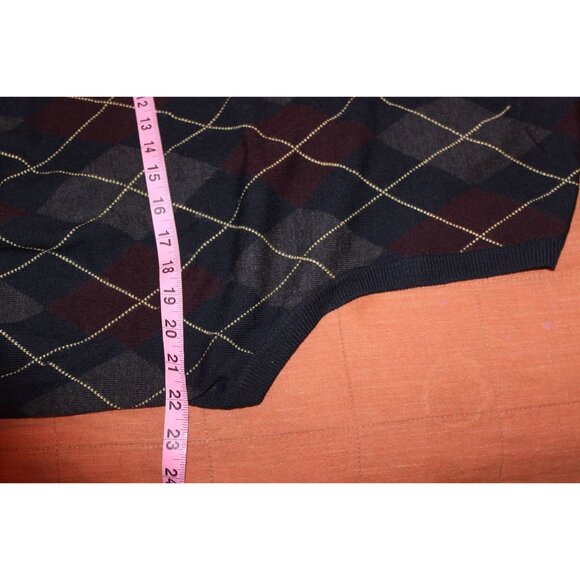 Brooks Brothers Mens Argyle Sweater Vest Black/Burgundy Wool Size L - Picture 5 of 6